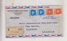 INDIA, 1958 PACHAMBA Registered Airmail Cover To Austria - Poste Aérienne