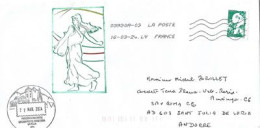 Marianne De L'Avenir 2023,  Lettre France 2024, Destination ANDORRA,  Avec Timbre à Date Arrivé Illustré Andorre - 2023-... Marianne De L’avenir