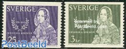 Sweden 1965 F. Bremer 2v, Mint NH, History - Women - Art - Authors - Neufs