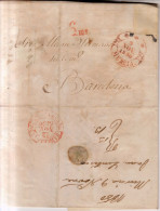 Año 1850 Prefilatelia Carta  Marca Murcia Y Recargo 6 Ms Juan Santisco - ...-1850 Préphilatélie