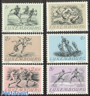Luxemburg 1952 Sports 6v, Mint NH, Sport - Athletics - Boxing - Cycling - Fencing - Football - Olympic Games - Swimming - Neufs