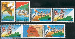 Senegal 1987 Djoudj Park, Birds 6v, Mint NH, Nature - Various - Birds - National Parks - Maps - Flamingo - Naturaleza