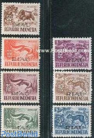 Indonesia 1958 Animals, RIAU Overprints 7v, Mint NH, Nature - Animals (others & Mixed) - Wild Mammals - Indonesië