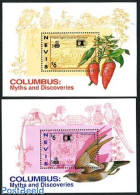 Nevis 1992 World Columbian Stamp Expo 2 S/s, Mint NH, Health - History - Nature - Transport - Food & Drink - Explorers.. - Food