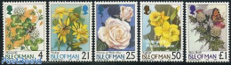 Isle Of Man 1998 Flowers 5v, Mint NH, Nature - Butterflies - Flowers & Plants - Roses - Man (Ile De)