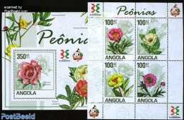 Angola 2011 Peonies 2 S/s, Mint NH, Nature - Flowers & Plants - Angola