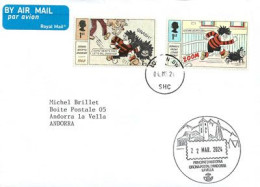 2024. Dennis The Menace And Gnasher.British Children's Comics ,letter To Andorra,with Local Illustrated Arrival Postmark - Brieven En Documenten