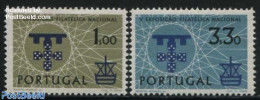 Portugal 1960 Stamp Exposition Lisbon 2v, Mint NH, History - Transport - Coat Of Arms - Philately - Ships And Boats - Neufs