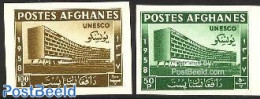Afghanistan 1958 UNESCO Building 2v Imperforated, Mint NH, History - Unesco - Art - Modern Architecture - Afganistán