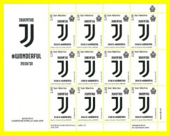 SAN MARINO 2019 MINIFOGLIO CALCIO JUVENTUS CAMPIONE D'ITALIA 2018-2019 - Blocks & Sheetlets