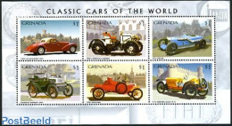 Grenada 1996 Antique Cars 6v M/s (6x$1), Mint NH, Transport - Automobiles - Auto's