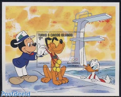 Turks And Caicos Islands 1984 Disney, Olympic Games S/s (127x102mm), Mint NH, Sport - Olympic Games - Swimming - Art -.. - Zwemmen