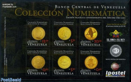Venezuela 2011 Numismatic Collection 6v M/s, Mint NH, History - Nature - Various - Coat Of Arms - Birds - Banking And .. - Monete