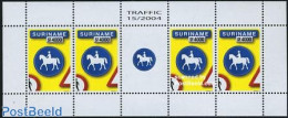 Suriname, Republic 2004 Traffic Sign, Horses M/s, Mint NH, Nature - Transport - Horses - Traffic Safety - Unfälle Und Verkehrssicherheit