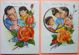 LOT 2 CARTES DOUBLES A SYSTEME - BONNE FETE PAPA -4 SCANS-18 - Festa Della Mamma