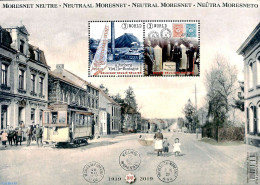 Belgium 2019 Neutral Moresnet 2v M/s, Mint NH, Science - Transport - Various - Mining - Stamps On Stamps - Trams - Maps - Ongebruikt