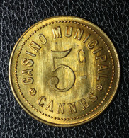 Jeton De Nécessité "5c Casino Municipal De Cannes" Token Casino - Casino