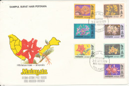 Malaysia Selangor FDC 30-4-1979 Shah Alam Complete Set Of 7 Flowers Definitive With Cachet - Malaysia (1964-...)