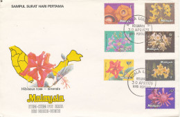 Malaysia FDC 30-4-1979 Kuala Lumpur Complete Set Of 7 Flowers Definitive With Cachet - Malaysia (1964-...)