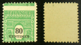 N° 706 80c ARC DE TRIOMPHE Piquage à Cheval NEUF N** Cote 50€ - 1944-45 Arc Of Triomphe