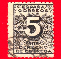 SPAGNA - Usato - 1931 - Numero - Derecho De Entrega - 5 - Revenue Stamps