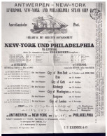 +++ Document Ancien 1863 - Bateau - ANTWERPEN NEW YORK - Ship - Philadelphia Via Liverpool - Cachet à Extraordinaire // - Programmes