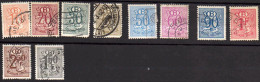 Belgique Timbres De Service 1952 + 1975  Chiffre Sur Lion Héraldique Avec Lettre B (10 Timbres) - Used