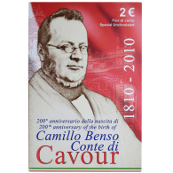 Italie, 2 Euro, Camillo Benso Comte Di Cavour, 2010, Rome, FDC, FDC - Italy