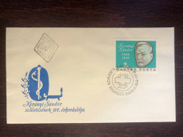 HUNGARY FDC COVER 1966 YEAR DOCTOR KORANYI HEALTH MEDICINE STAMPS - FDC
