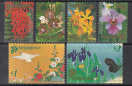 2006 Singapore Orchids Flowers Fleurs Complete Set Of 6 MNH - Singapore (1959-...)