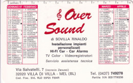 Calendarietto - Over Sound - Villa Di Villa - Mel - Belluno - Anno 1997 - Small : 1991-00