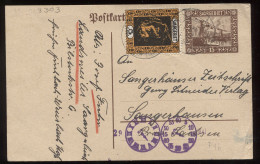 Saargebiet 1925 15c Stationery Card To Sangerhausen__(8303) - Interi Postali