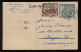 Saargebiet 1925 Fürstenhaussen Stationery Card To Prague__(8300) - Entiers Postaux