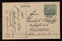 Saargebiet 1922 Saarbrucken Stationery Card To Bielefeld__(8292) - Enteros Postales