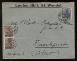 Saargebiet 1921 St.Wendel Business Cover To Frankfurt__(8520) - Lettres & Documents