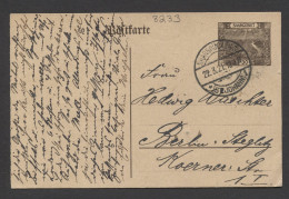 Saargebiet 1921 Saarbrucken 30c Stationery Card To Berlin__(8233) - Enteros Postales