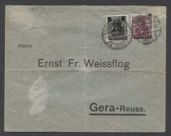 Saargebiet 1921 Saarbrucken 2 Cover To Gera__(8518) - Lettres & Documents