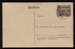 Saargebiet 1921 Homburg Stationery Card To Göppingen__(8345) - Enteros Postales