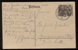 Saargebiet 1921 Homburg Stationery Card To Gippingen__(8290) - Ganzsachen