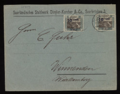 Saargebiet 1920's Saarbrucken Business Cover To Winnenden__(10804) - Lettres & Documents