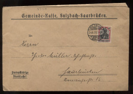 Saargebiet 1920 Sulzbach Cover To Saarbrucken__(8540) - Covers & Documents