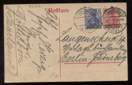 Saargebiet 1920 Saarbrucken Stationery Card To Berlin__(8322) - Interi Postali