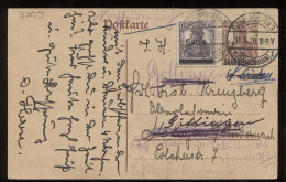 Saargebiet 1920 Saarbrucken 3 Stationery Card To Göttlingen__(8309) - Postal Stationery