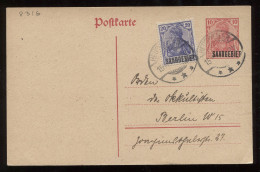 Saargebiet 1920 Heusweiler Stationery Card To Berlin__(8316) - Enteros Postales