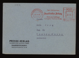 Saar 1952 Saarbrucken 2 Meter Mark Cover To Sweden__(10718) - Cartas & Documentos