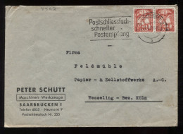 Saar 1951 Saarbrucken 2 Slogan Cancellation Cover__(8562) - Covers & Documents