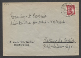 Saar 1949 Homburg Dr.Winkler Business Cover__(8784) - Storia Postale
