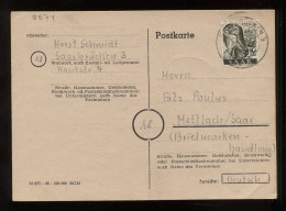 Saar 1947 Saarbrucken 3 Card To Mettlach__(8674) - Storia Postale