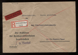 Saar 1940's St.Wendel Registered Durch Eilboten Cover__(8598) - Storia Postale