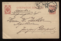 Russia 1910 3k Red Stationery Card To Dorpat__(8486) - Postwaardestukken